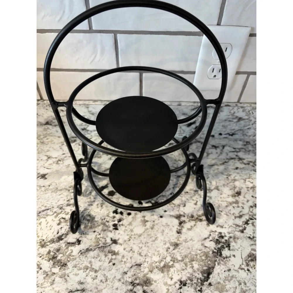 Vintage Longaberger Wrought iron 2-Tier Mini Pie stand Holiday Serving Stand